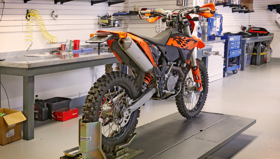 KTM Dirt Bike in the Service Area