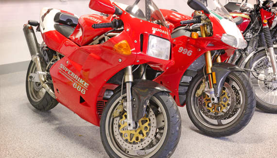 Vintage Motorcycles on the showroom floor